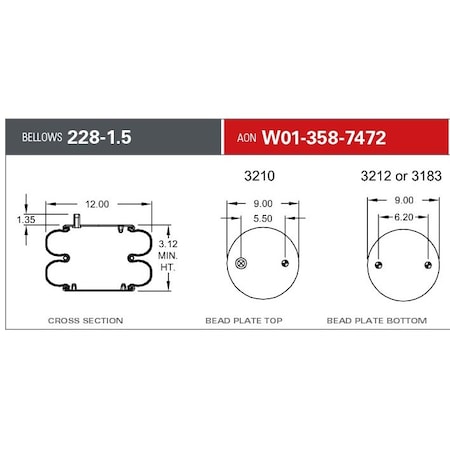 Firestone Air Spring, Suspension, Single Convoluted W013587472